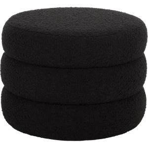SAFAVIEH Home Collection – Ryth Black Boucle Ottoman, Round Upholstered Accent Stool for Living Room or Bedroom, Fully Assembled (OTT3401F)(Black)