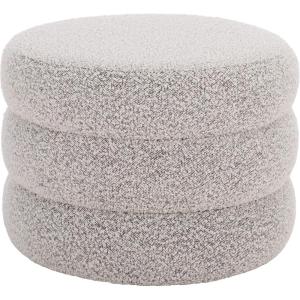 SAFAVIEH Home Collection – Ryth Black Boucle Ottoman, Round Upholstered Accent Stool for Living Room or Bedroom, Fully Assembled (OTT3401F)(White/Black)