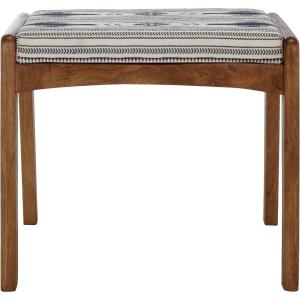 SAFAVIEH Home Collection – Ute Boho Tribal Navy & White Upholstered Cushion Ottoman with Natural Wood Frame, Footrest Accent Seat, Fully Assembled (OTT3700A)(Navy White/Natural)