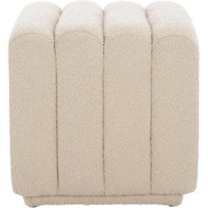SAFAVIEH Home Collection Joseph Brown Boucle Channel Tufted Square Ottoman Seat Foot Rest (Fully Assembled)(Beige)