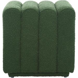 SAFAVIEH Home Collection Joseph Brown Boucle Channel Tufted Square Ottoman Seat Foot Rest (Fully Assembled)(Pine Green)