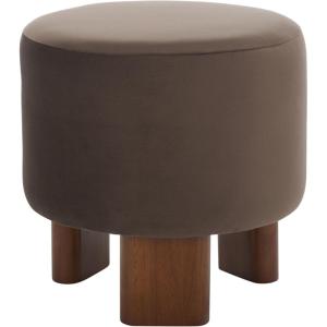 SAFAVIEH Home Collection Mista Chocolate Brown Velvet Round Ottoman Seat Foot Rest(Chocolate/Brown)