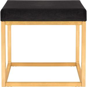 Safavieh Home Collection Rowan Black Contemporary Glam Velvet Square Ottoman,(Black)