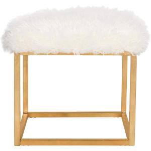 Safavieh Home Collection Rowan Black Contemporary Glam Velvet Square Ottoman,(White)