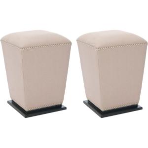 Safavieh Hudson Collection Harper Linen Ottoman, Beige, Set of 2