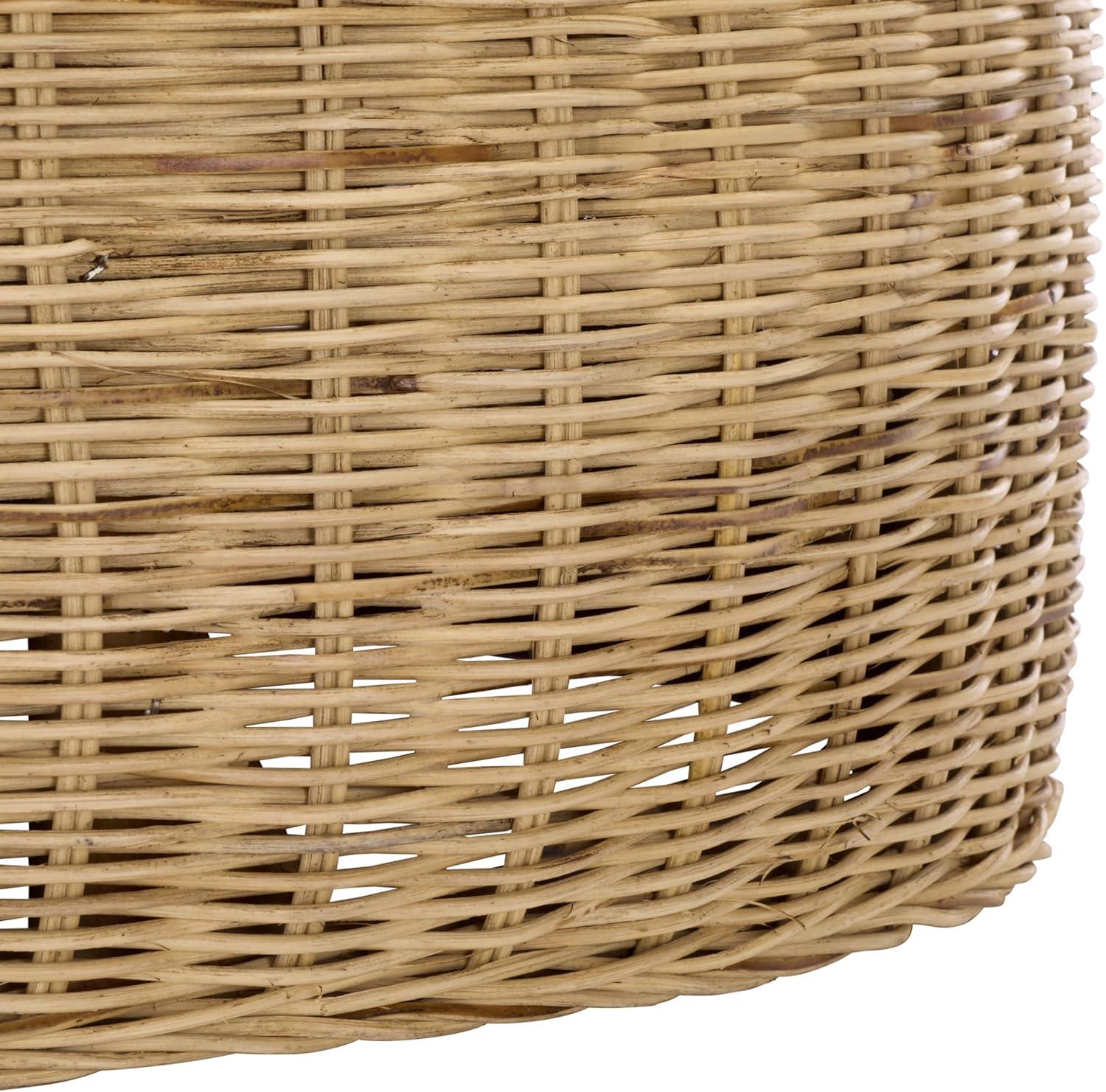 image:imageSAFAVIEH Home Collection Bori Natural amp White Round Woven Ottoman with Cushion Fully Assembled OTT6503ANaturalWhite