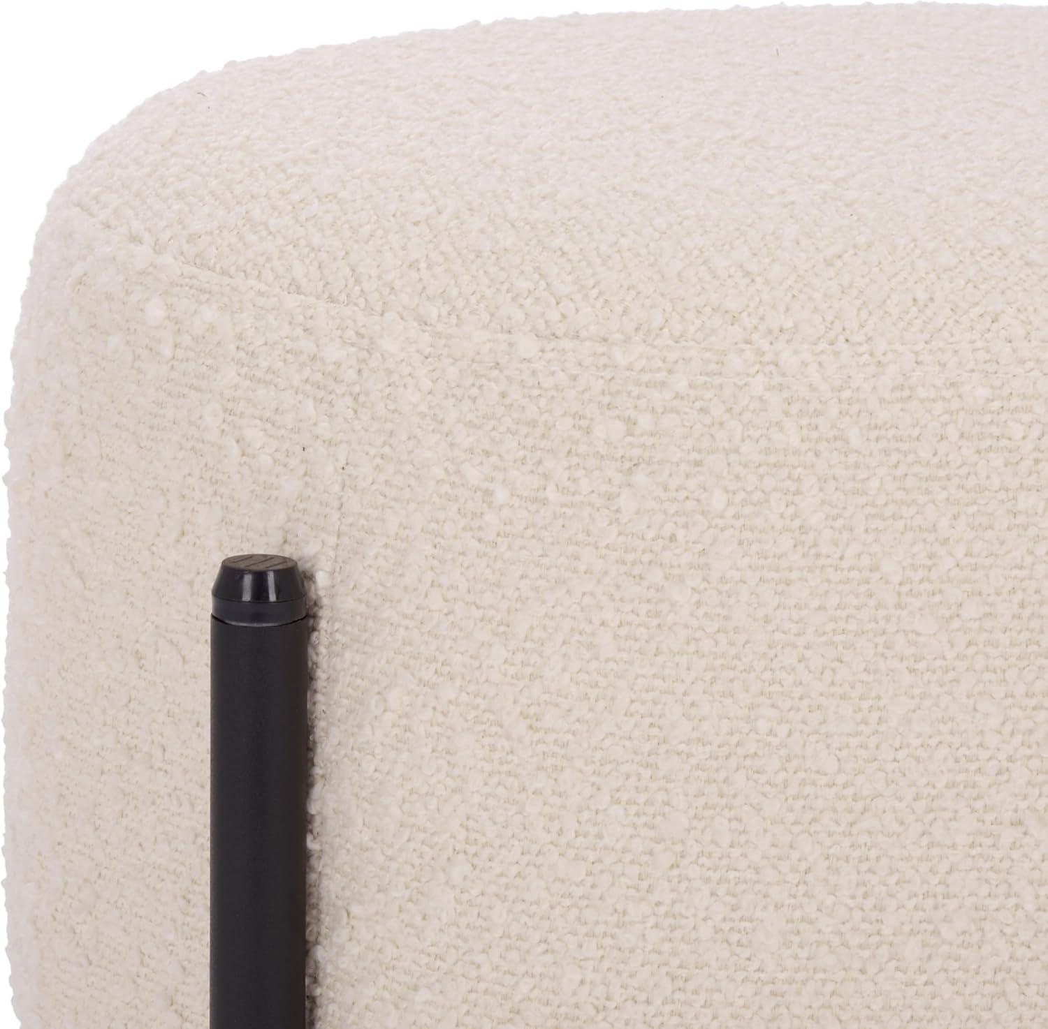 image:imageSAFAVIEH Home Collection Crius Light Grey Boucle Ottoman with Black Metal Frame Foot Rest OTT7507BCremeBlack