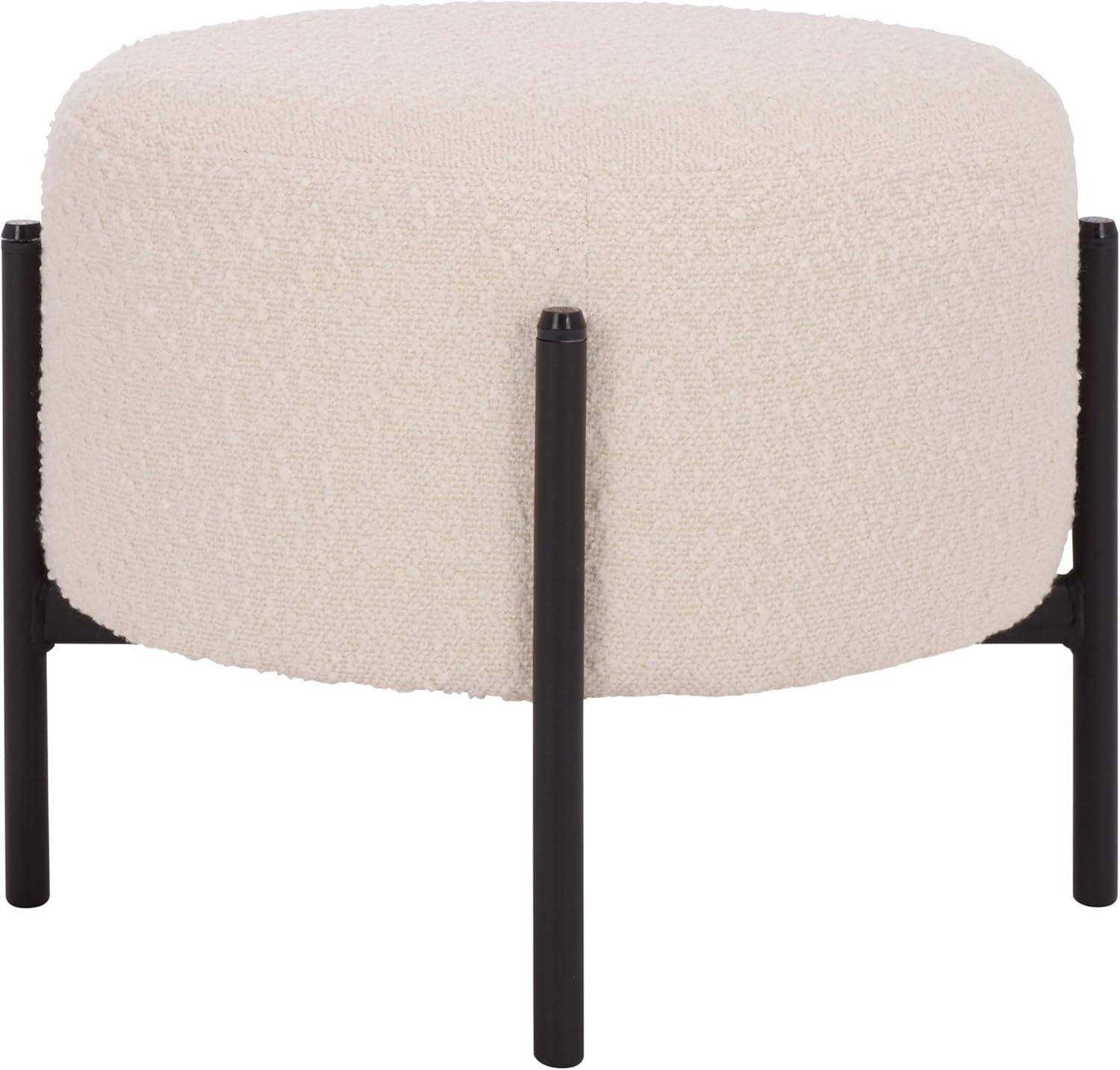 image:imageSAFAVIEH Home Collection Crius Light Grey Boucle Ottoman with Black Metal Frame Foot Rest OTT7507BCremeBlack