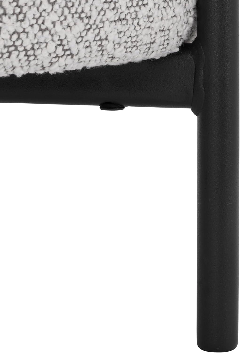 image:imageSAFAVIEH Home Collection Crius Light Grey Boucle Ottoman with Black Metal Frame Foot Rest OTT7507BLight GreyBlack