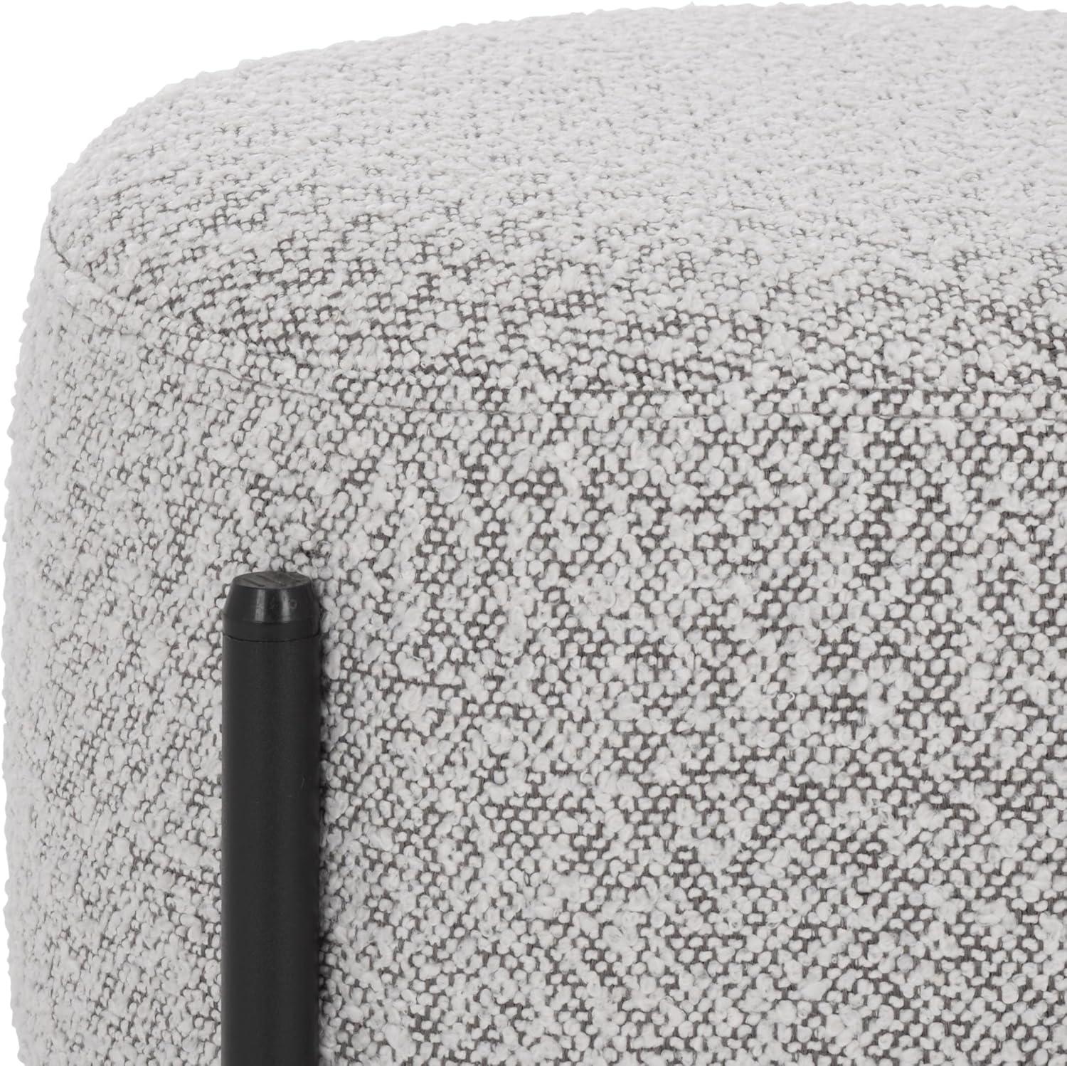 image:imageSAFAVIEH Home Collection Crius Light Grey Boucle Ottoman with Black Metal Frame Foot Rest OTT7507BLight GreyBlack