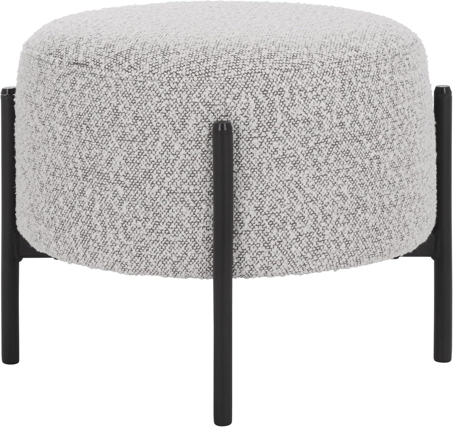 image:imageSAFAVIEH Home Collection Crius Light Grey Boucle Ottoman with Black Metal Frame Foot Rest OTT7507BLight GreyBlack