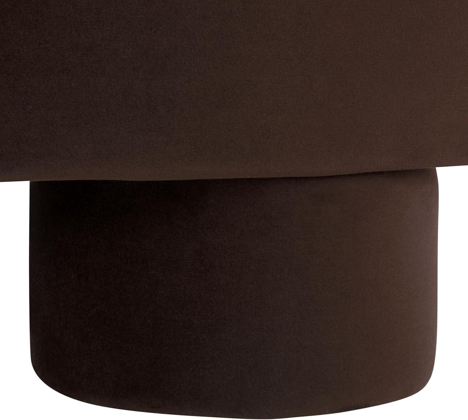 image:imageSAFAVIEH Home Collection Naref Chocolate Brown Velvet Round Cocktail OttomanChocolate
