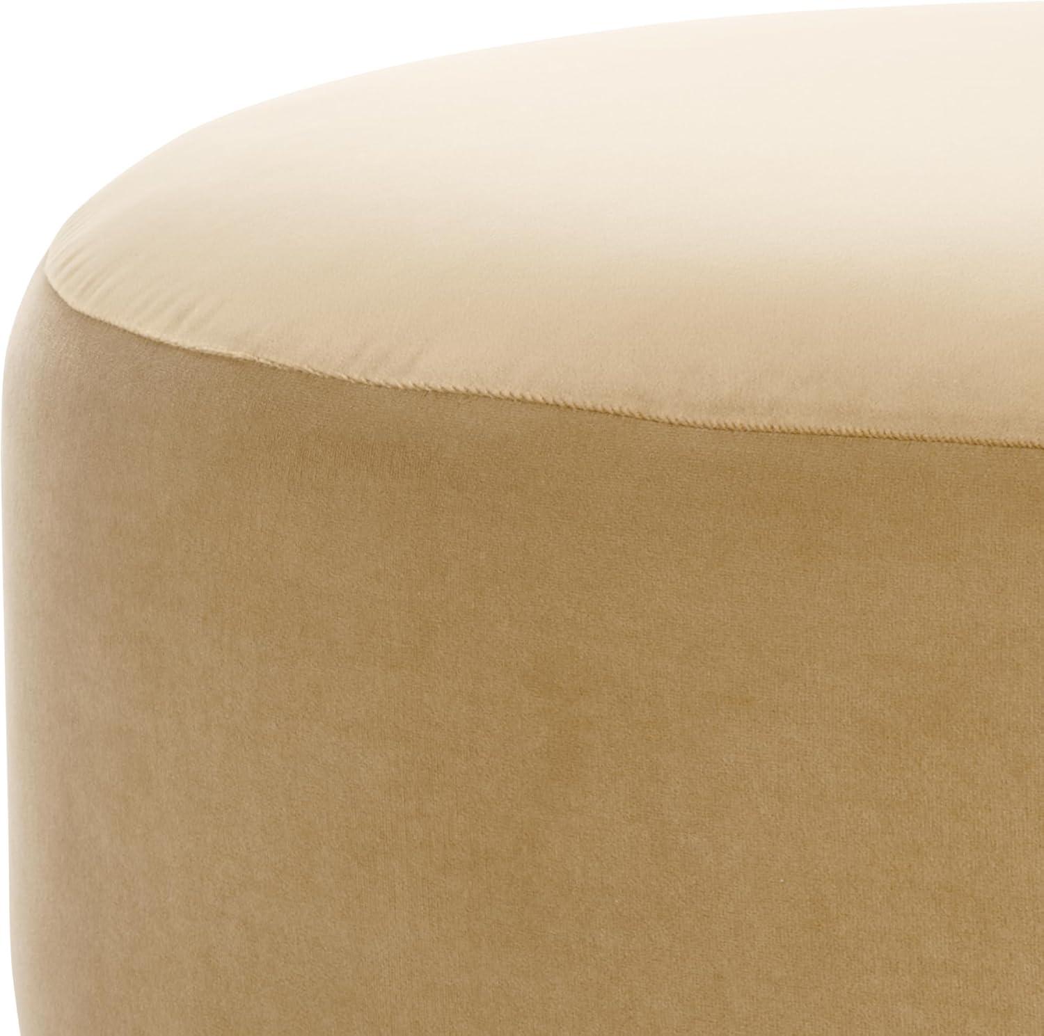image:imageSAFAVIEH Home Collection Naref Chocolate Brown Velvet Round Cocktail OttomanTan