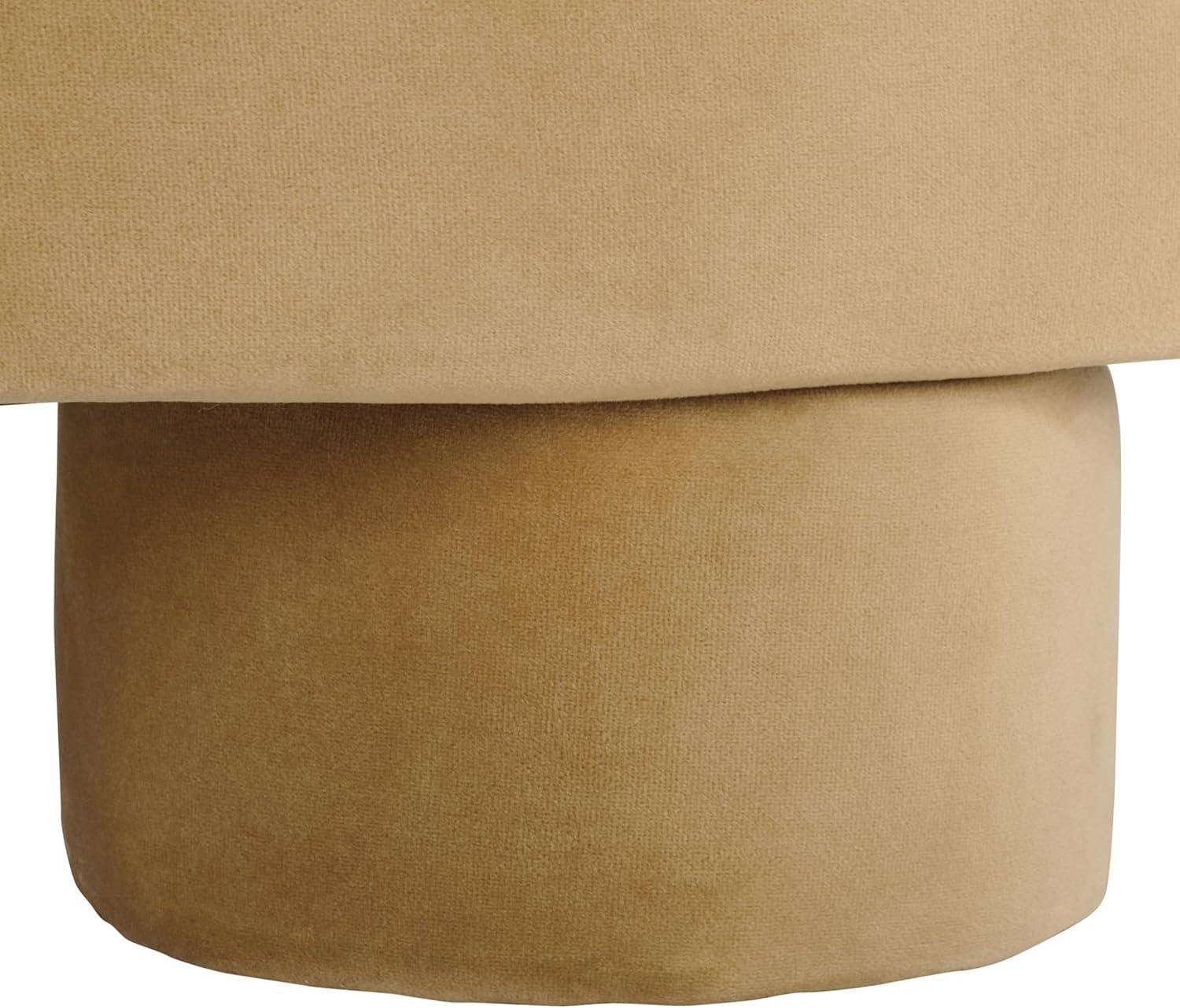 image:imageSAFAVIEH Home Collection Naref Chocolate Brown Velvet Round Cocktail OttomanTan