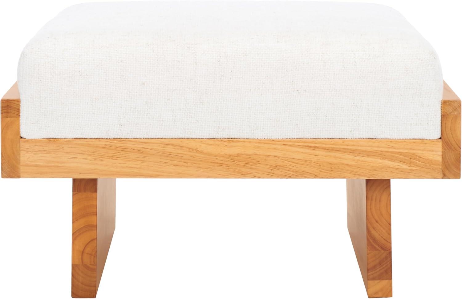 image:imageSAFAVIEH Home Collection Tarilynn Cream LinenNatural Solid Wood Ottoman Foot Stool TableCreamNatural