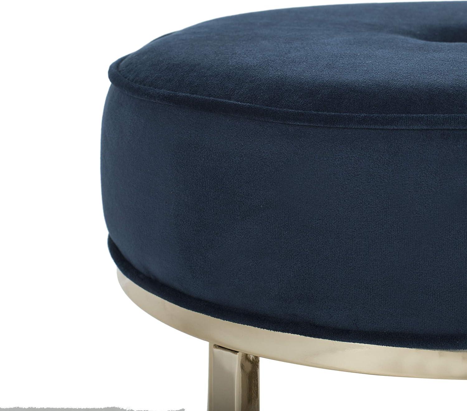image:imageSafavieh Home Collection Angelea Navy and Brass Round OttomanNavy Brass