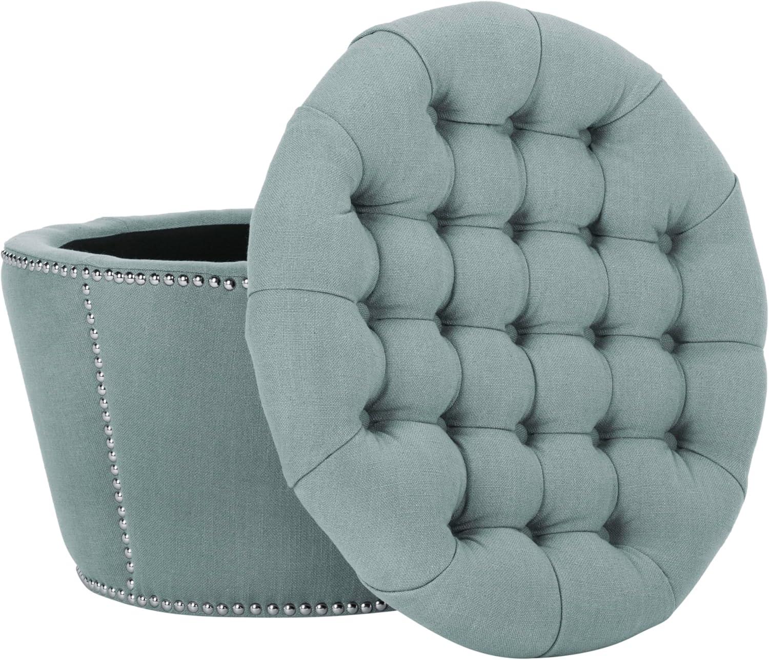 image:imageSafavieh Mercer Collection Vanessa Storage Ottoman TaupeSky Blue