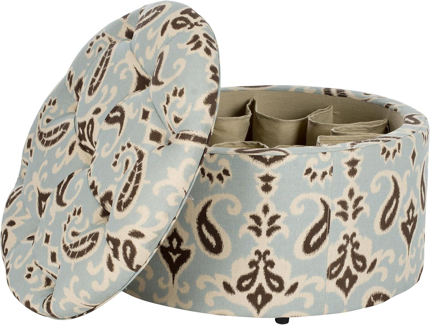 image:imageSafavieh Mercer Collection Victoria Beige Linen Shoe OttomanLight Blue