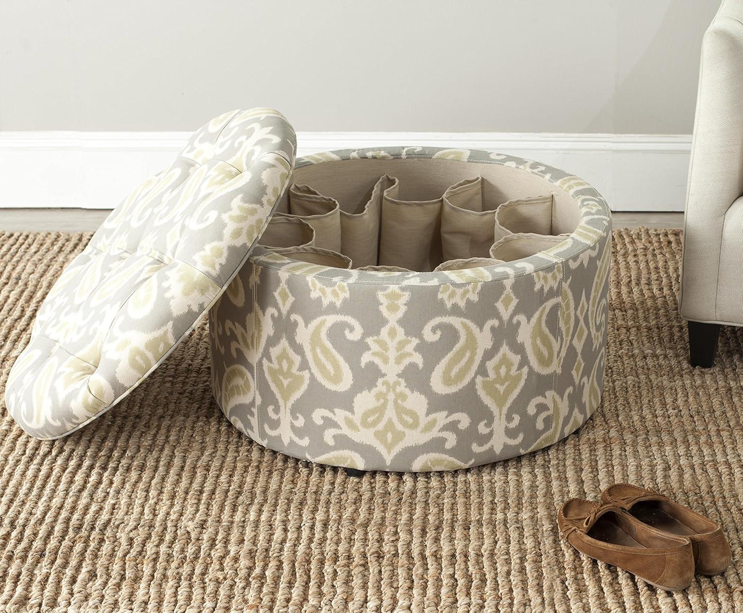 image:imageSafavieh Mercer Collection Victoria Beige Linen Shoe OttomanLight Blue