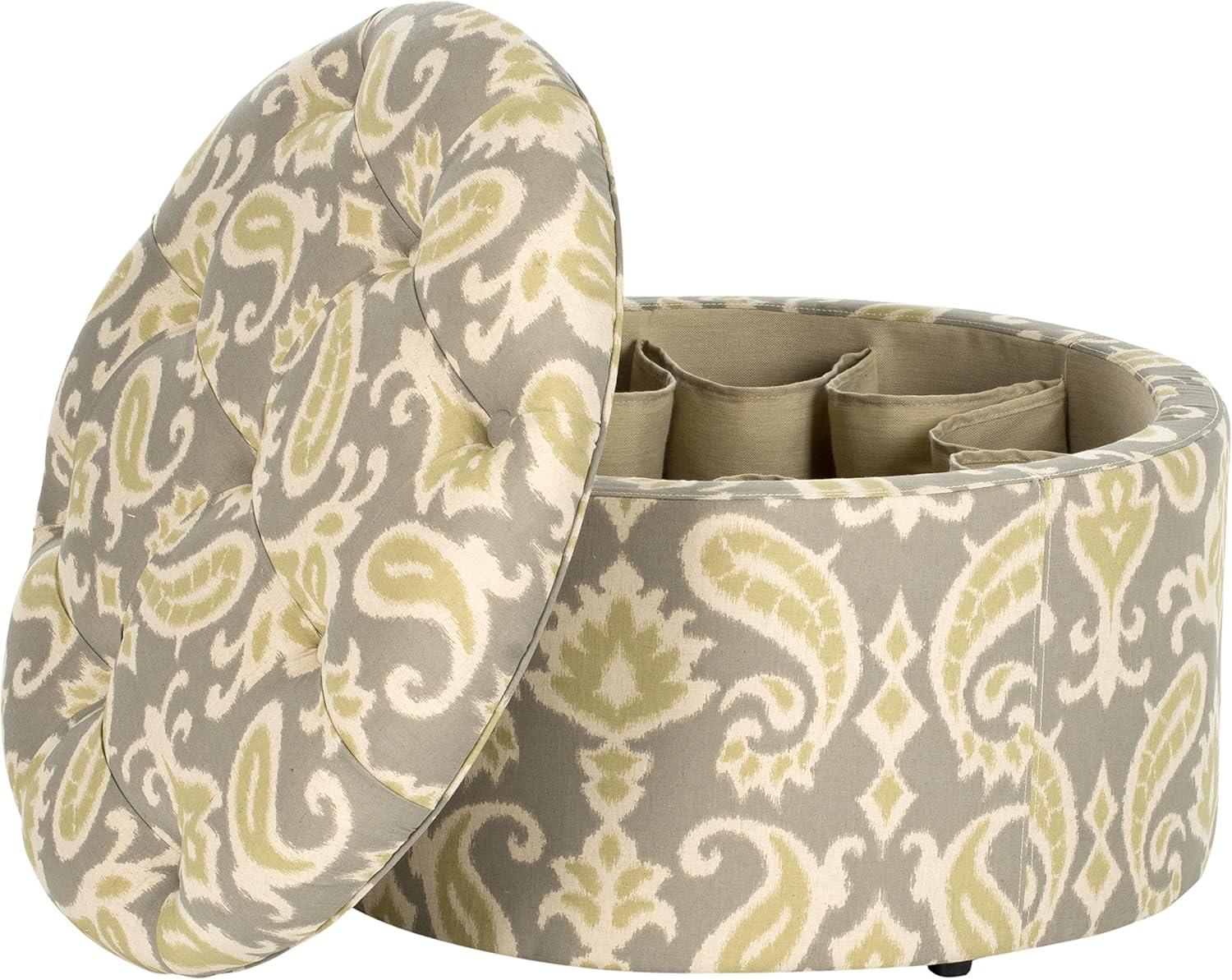 image:imageSafavieh Mercer Collection Victoria Beige Linen Shoe OttomanLight Blue