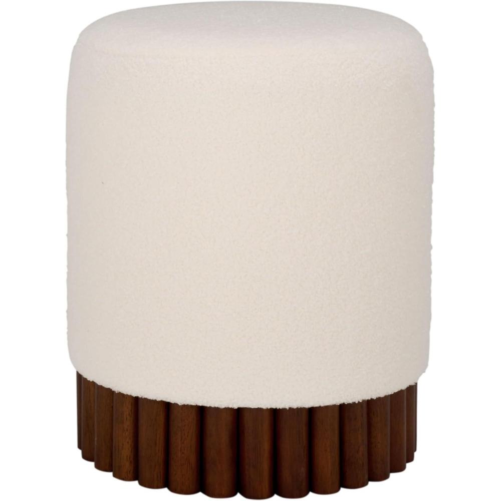 image:imageSAFAVIEH Home Collection Cerna OffWhite Ottoman with Dark Brown Solid Wood Base Modern Round Accent Seat Fully Assembled OTT3402AOff WhiteDark Brown
