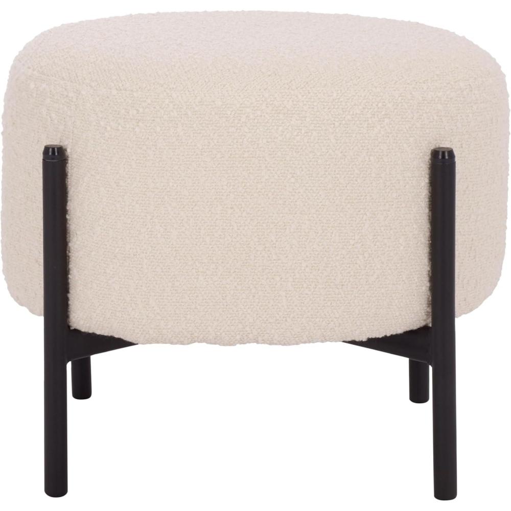 image:imageSAFAVIEH Home Collection Crius Light Grey Boucle Ottoman with Black Metal Frame Foot Rest OTT7507BCremeBlack