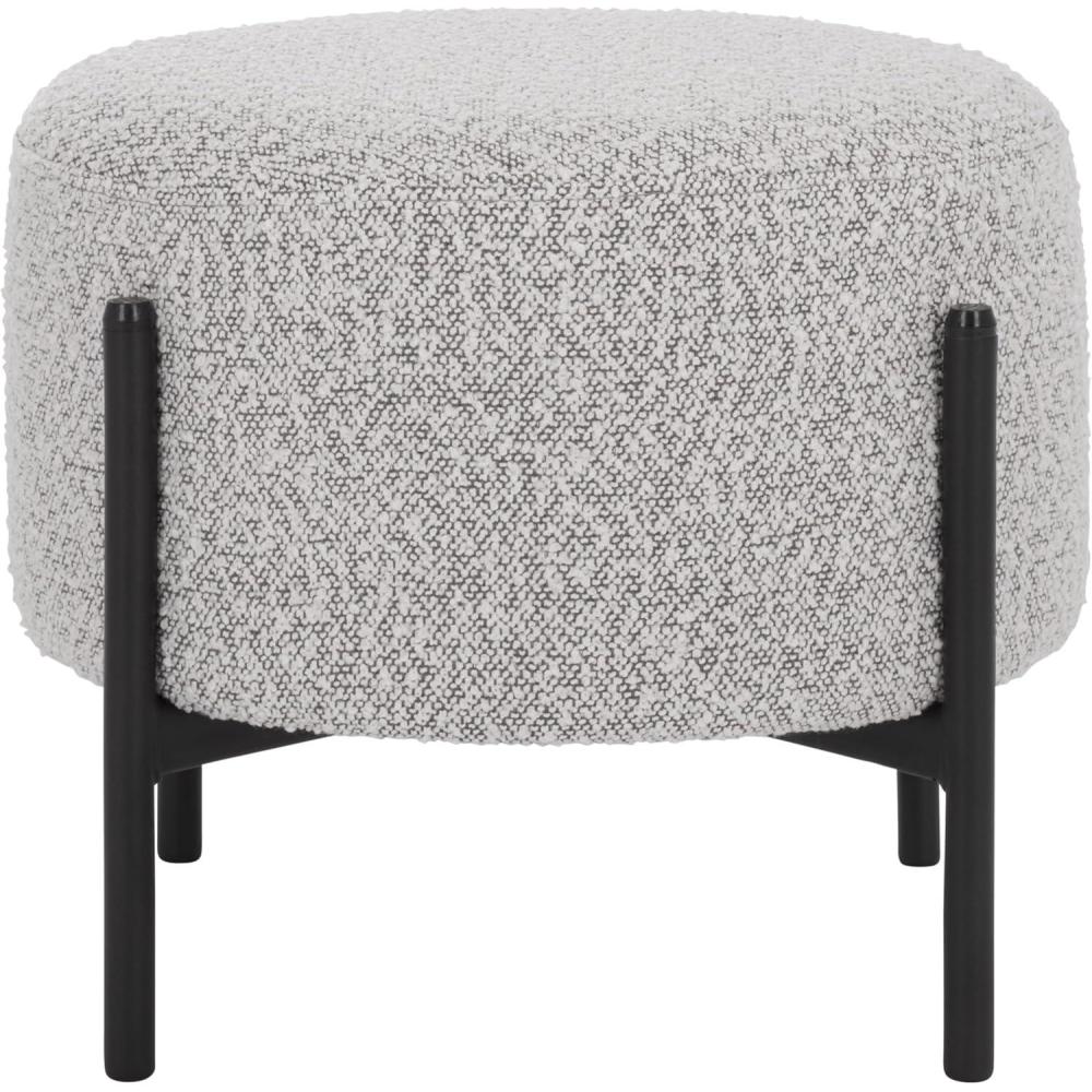 image:imageSAFAVIEH Home Collection Crius Light Grey Boucle Ottoman with Black Metal Frame Foot Rest OTT7507BLight GreyBlack
