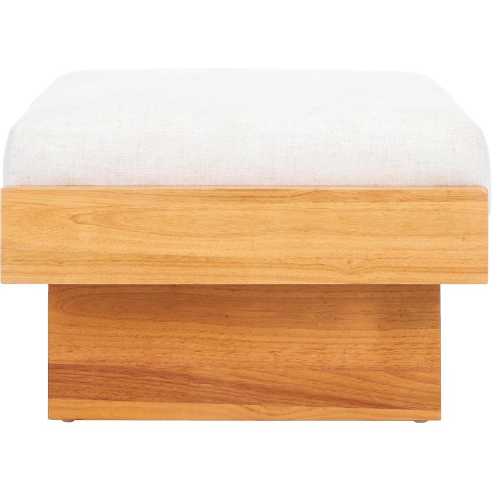 image:imageSAFAVIEH Home Collection Tarilynn Cream LinenNatural Solid Wood Ottoman Foot Stool TableCreamNatural