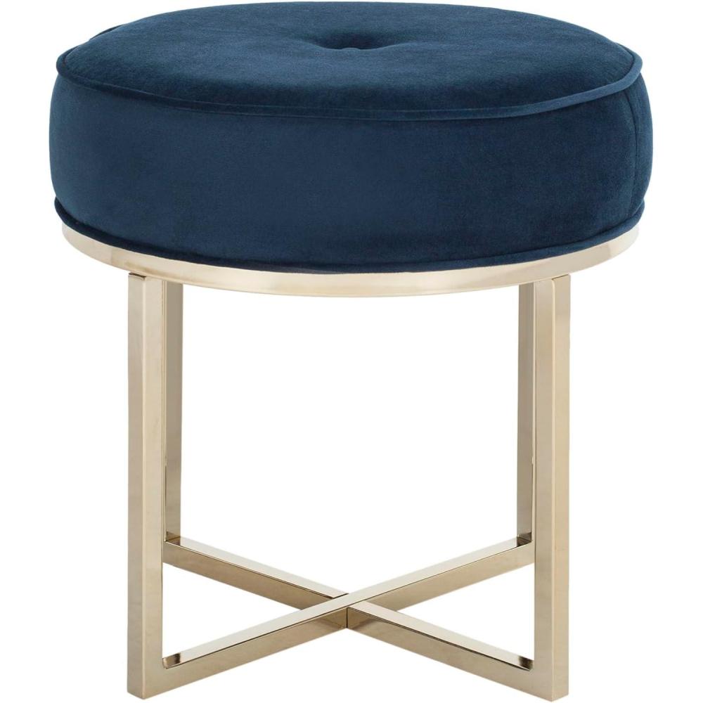 image:imageSafavieh Home Collection Angelea Navy and Brass Round OttomanNavy  Brass
