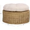 SAFAVIEH Home Collection – Bori Natural & White Round Woven Ottoman with Cushion, Fully Assembled (OTT6503A)(Natural/White)