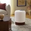 SAFAVIEH Home Collection – Cerna Off-White Ottoman with Dark Brown Solid Wood Base, Modern Round Accent Seat, Fully Assembled (OTT3402A)(Off White/Dark Brown)
