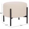 SAFAVIEH Home Collection – Crius Light Grey Boucle Ottoman with Black Metal Frame Foot Rest (OTT7507B)(Creme/Black)