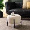 SAFAVIEH Home Collection – Crius Light Grey Boucle Ottoman with Black Metal Frame Foot Rest (OTT7507B)(Creme/Black)