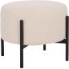SAFAVIEH Home Collection – Crius Light Grey Boucle Ottoman with Black Metal Frame Foot Rest (OTT7507B)(Creme/Black)
