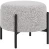 SAFAVIEH Home Collection – Crius Light Grey Boucle Ottoman with Black Metal Frame Foot Rest (OTT7507B)(Light Grey/Black)
