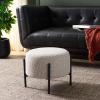 SAFAVIEH Home Collection – Crius Light Grey Boucle Ottoman with Black Metal Frame Foot Rest (OTT7507B)(Light Grey/Black)