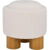 SAFAVIEH Home Collection – Posner Ivory Ottoman with Natural Solid Wood Legs, Modern Round Accent Seat, Fully Assembled (OTT3403A)(Ivory/Natural)