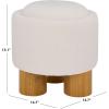 SAFAVIEH Home Collection – Posner Ivory Ottoman with Natural Solid Wood Legs, Modern Round Accent Seat, Fully Assembled (OTT3403A)(Ivory/Natural)