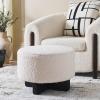 SAFAVIEH Home Collection Alistair Off-White Faux Shearling/Black Solid Wood Round Ottoman (Fully Assembled)(Off White/Black)