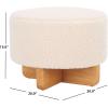SAFAVIEH Home Collection Alistair Off-White Faux Shearling/Black Solid Wood Round Ottoman (Fully Assembled)(Off White/Natural)