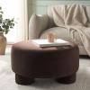 SAFAVIEH Home Collection Naref Chocolate Brown Velvet Round Cocktail Ottoman(Chocolate)