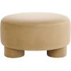SAFAVIEH Home Collection Naref Chocolate Brown Velvet Round Cocktail Ottoman(Tan)