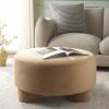 SAFAVIEH Home Collection Naref Chocolate Brown Velvet Round Cocktail Ottoman(Tan)
