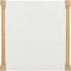 SAFAVIEH Home Collection Solana White Leather/Natural Teak Solid Wood Ottoman (Fully Assembled)(White/Natural)