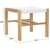 SAFAVIEH Home Collection Solana White Leather/Natural Teak Solid Wood Ottoman (Fully Assembled)(White/Natural)