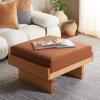 SAFAVIEH Home Collection Tarilynn Cream Linen/Natural Solid Wood Ottoman Foot Stool Table(Congac/Natural)