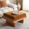SAFAVIEH Home Collection Tarilynn Cream Linen/Natural Solid Wood Ottoman Foot Stool Table(Mustard/Natural)