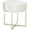 Safavieh Home Collection Angelea Navy and Brass Round Ottoman,(Beige / Brass)