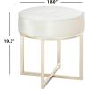 Safavieh Home Collection Angelea Navy and Brass Round Ottoman,(Beige / Brass)
