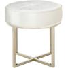 Safavieh Home Collection Angelea Navy and Brass Round Ottoman,(Beige / Brass)